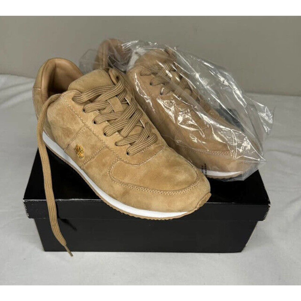 Lauren Ralph Lauren Womens 9.5B Brown Suede Tan Canonbury II Suede Sneaker
